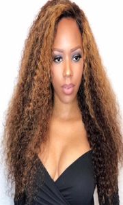 new arrival Kinky Curly 150 density two tone color human hair wig 1bT30 ombre lace front wig virgin brazilian full lace wig2930633