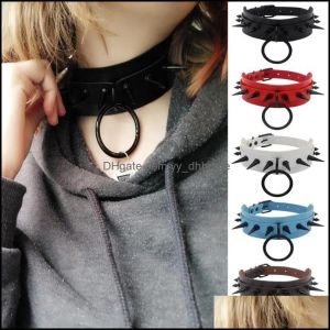 Chokers chokers cendants takı mücevherler harajuku chocker seksi perçinler siyah goth punk kolyeler yuvarlak gotik ceza kolye kadınlar için hi