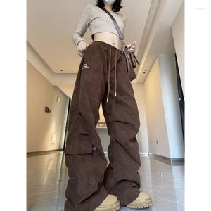 Frauenhose Qweek Y2K Vintage Cord Frachtfrauen Parachute Baggy Übergroße Jogginghose Koreanische Modesportkausalhose Ästhetik