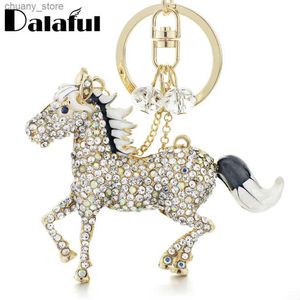 КЛАЧЕСНЫЕ ЛАНАРДЫ DALAFUL ИЗВИЧЕНИЕ Симпатичные конные брелоки Keyrings ab Crystal Simple Beads Bag Sane для автомобилей Women Key Chains Holder Rings K317 Y240417