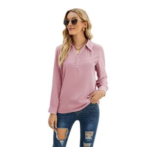 And Women's Autumn Winter New Standing Collar Long Sleeved Shirt With Jacquard Wool Ball Casual Loose Top