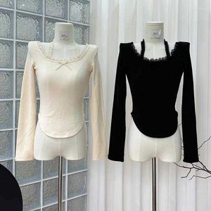 Camicie da donna Halter spalla fuori dalle cime top top da donna maglietta invernale a manica lunga donna coreana moda vintage y2k sexy maglietta camicia femmina