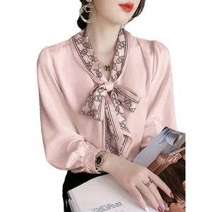 Autumn Fashion Women Bow Collar a maniche lunghe Chiffon Ol Bluse Desinger Shirt Plus size SMLXLXXL3XL Tops