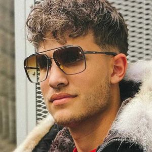 Güneş Gözlüğü Vintage Pilot Güneş Gözlüğü Erkekler 2024 Moda Gradyan Sürüş Güdük Yeni Punk Kare Güneş Gözlük Erkekler Oculos de Sol Shades UV400