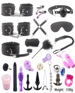 Massage 25pcs Sexy Bdsm Bondage Set Gag Handcuffs Whip Ropes Blindfold Nipple Clamps For Woman Sexy Toys For Couples Slave Adult G5950969