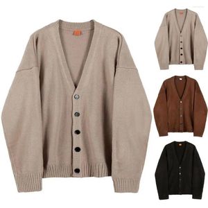 Men's Sweaters Knitted Coat Elastic Autumn Winter Casual Pure Color Cardigan Thickened Soft Knitting Streetwear