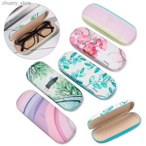 Солнцезащитные очки корпусы новая мода Unisex Mitue Pattern Glasse Box Portable Hard Eglasses Case Scectacle Holder Accessories Accessories Y240416