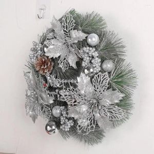 Dekorative Blumen langlebige Weihnachtsgirlande Urlaubskränze Glitzer Buchstaben Schild Blumenball Kiefernkegeldekorationen für Innen-/Außen