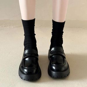 Отсуть обувь Lucyever Black Pu кожаная платформа для женщин для женщин в стабили