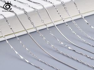 Chains ORSA JEWELS Real 925 Silver Necklaces Basic Link Chain 40-60cm Box Twisted Neck Women Men Necklace Dropship OSC1815605812