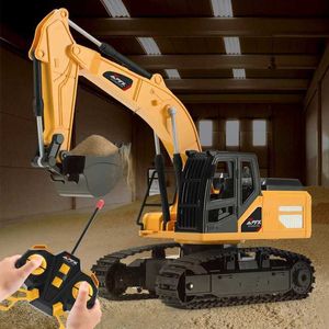 Diecast Model Cars RC Excavator Sump Truck 2,4 г дистанционного управления инженерным автомобилем Crawler Truck Excavator Toy Childrens Christmas Gift J240417