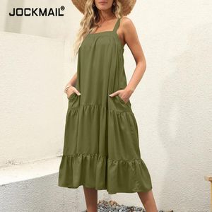 Casual Dresses Women's Beach Dress Summer Swing T-shirt Suspender Cover Up With Pockets Plus Size Loose Dres