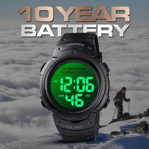 Нарученные часы U67T Skmei 1560 Men 2 Time 10 -летний будильник батарея Reloj Hombre Sport Fitness Watches Mens Digital 100m водонепроницаемые запястья D240422