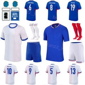 Copa da Euro 2024 Soccer French Jerseys 21 Lucas 6 Camavinga 11 Dembele 13 Konate 18 Zaire-Emery 7 Griezmann 19 Benzema 11 Coman 1 Lloris Football Shirt Kits Sele