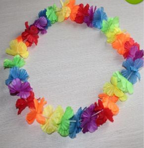 Flor do arco -íris havaiano de várias cores de várias cores LEIS Artificial Flower Beach Garland Colar Party Luau Party Gay Pride 40 polegadas4087469