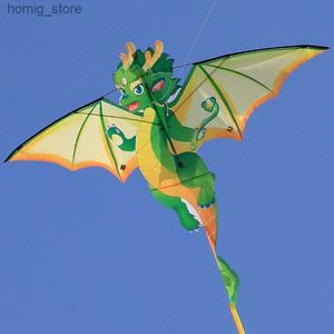 Yongjian Green Chinese Dragon Kite 업그레이드 된 핫 컷 크래프트 만화 연 Kite 50m 연 String y240416을 가진 초보자에게 적합합니다.