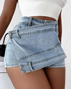 Dżinsy damskie plus wielkości linia wysoka w talii Nieregularne szerokie nogi spodnie damskie Summer Korean Slim Denim Shorts dla kobiet