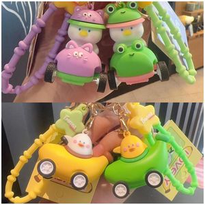 Authentic cartoon banana, return power small car frog duck keychain creative multifunctional car keychain ring small pendant