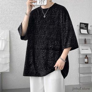 Men's T-Shirts Men Oversized Streetwear T Shirts Women 2022 Jacquard Design Summer Mens Fashions Harajuku T-Shirt Male Vintage Tees Female