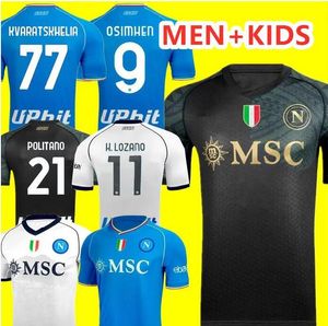 Edição limitada Napoli 2023 2024 Jerseys de futebol Maglia Naples 23 24 di Lorenzo Kvaratskhelia Camisas de futebol Osimhen Napoli Men Kit Kit Maillots Everywhere Shirt Shirt