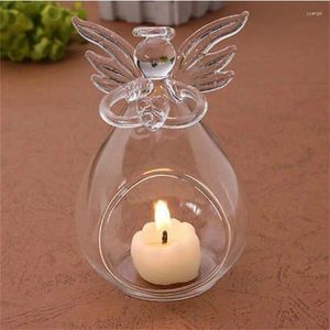 Titulares de vela 1pc Angel em forma de vidro transparente parede de cristal pendurada tealight titular decoração de casa castlear