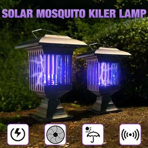 Mosquito Killer Lamps 1/2Pcs solar mosquito killer UV LED electric shock lawn garden waterproof outdoor insect YQ240417