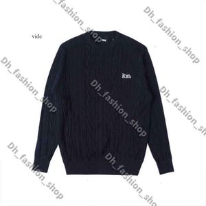 Kith Embroidery Trendy Knitwear British Academy Style Thin Bottom Pullover Sweater Men's Autumn/Winter Sweater 6790 4066