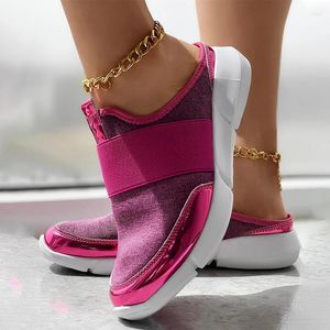 Sıradan Ayakkabı Spor Ayakkabıları Kadınlar Renk Bloku Nefes Alabilen Mules Kadınlar Düz Kama Üzerinde Kaymak Platform Zapatillas