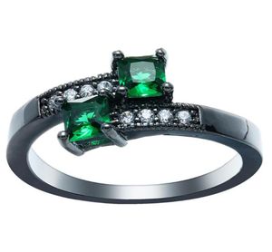 Anelli di nozze Black Cz Finger Stone Square per donne Band Green Crystal Girls Valentine039 Regalo sottile carino gioiello vintage fine vintage5387647