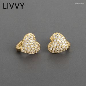 Orecchini per borchie Livvy Silver Color Heart Shape Zircon Female Simple Fashion Exquisito Elegante Elegante Earing Gioielli