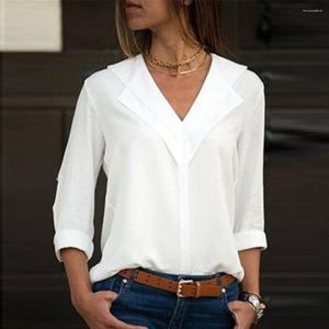 Yoga toca camisa feminina de manga longa feminina feminina de chiffon t-shirt office office ladies lamar blusa rolou tops