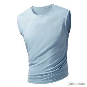 Men's T-Shirts Summer ice silk vest short-sleeved sports fitness sleeveless t-shirt quick-dry T-shirt breathable running fitness lovers short-s
