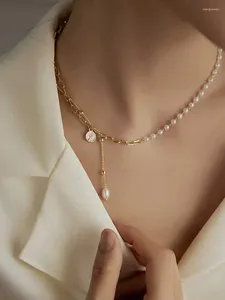 CHOKER INS Дизайн 18K Золото покрыта медными модными украшениями натуральное жемчужное ожерелье для женщин GIF