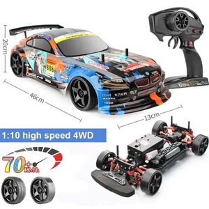 Modelo Diecast Cars 1 10 70 km/h Carro de controle remoto 4WD Drift de alta velocidade RC Choque de carro Anti-colisão rc brinquedo de natal brinquedo J240417