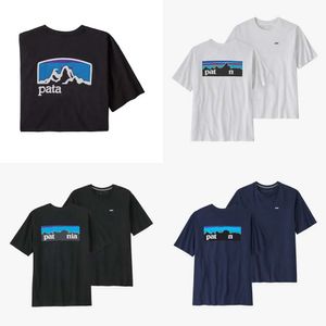 Tasarımcı Patagonie T Shirt Erkek Gömlek Tasarımcı Tişörtler Grafik Tee Mens Tshirts Pamuk Mavi Siyah Kıvrımlı Dış Mekan Yağda Olun Bir Dağ Tırmanış S M L XL 2XL 3XL 56