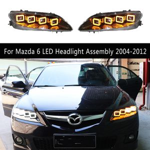 Car Accessories Front Lamp DRL Daytime Running Light Streamer Turn Signal Headlights For Mazda 6 LED Headlight Assembly 04-12