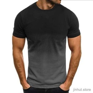 Men's T-Shirts European and American Summer Mens Casual Sports T-shirt Fashion Gradient Round Neck Short Sleeve Mens Sweatshirt