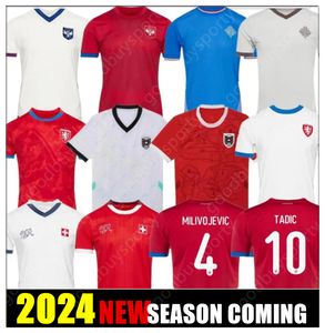 Nya Österrike Tjeckien 2024 Euro Cup Soccer Jerseys Swiss Red Blue White Island Sport Football Shirts Sportwear Serbia Camisola Home Away Men Uniform