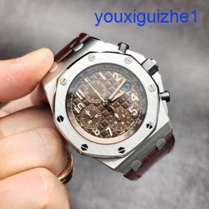 Fancy AP Wrist Watch Royal Oak Offshore Series 26470ST Steel Coffee Dial Back Transparent Men's Chronograph Fashion Leisure Business Sports Mechanical Watch