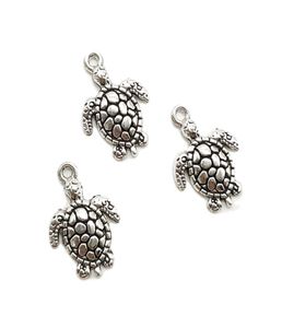 Tartarugas marinhas inteiras de 100pcs, encantos de prata antigos pingentes de jóias retrô que produzem pingente de chaveiro diy para brincos de pulseira 1317M4185467