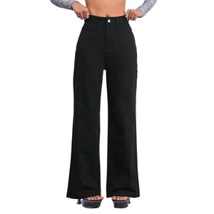 2024 Spring/Summer New Casual Straight Ben Jeans High midje tvättgolv långa byxor