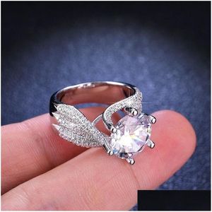 حلقة Solitaire 5 0 D Color S Sier White Gold for Engagement Woman Jewelry High 230511 Drop Dropress OTXSS