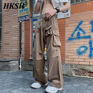 Herrenhosen HKSH Spring Summer Tide Safari -Punk -Taschen Trendy Cordy Cordy Wide Leg Casual Chic Fashion Overalls HK0887