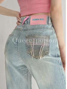 Women's Jeans Vintage TVVOVVIN Washed Floor Sweeping Wide Leg Pants Worn-out Split And Perforated Light Colored 2UU0