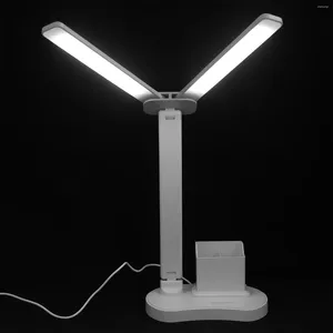 Nachtlichter doppelköpfige Tischlampe kleine LED-ästhetische Schreibtischlampen lesen Studie für Heimleuchte