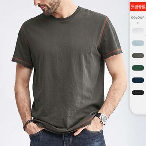 夏の色の丸いネックTシャツメンズ半袖Tシャツメンズトップ