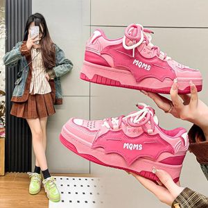 Casual Shoes 2024Spring And Autumn Multi-color Bat Thick Sole Sports Sweet Spicy College Wind Rose Red Bread Board