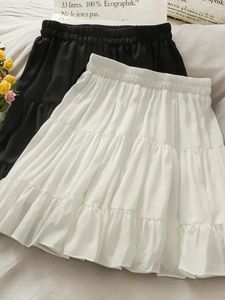 Women Summer Sexy High talia szczupła plisowana linia mini spódnice Koreańska moda swobodna krótka czarna biała spódnica alt ubrania kobietom 240408