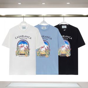 Casablanc koszula męska designer designerka casa blanca t shirt moda marka męskie koszulki casablanca dla mężczyzn koszulka graficzna Wysokiej jakości miękka bawełniana koszula letnie topy