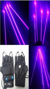 New Arrival 2Pcs Violet Laser Gloves Dancing Stage Show Light With 4 pcs Lasers and LED Palm Light for DJ ClubPartyBars1631041